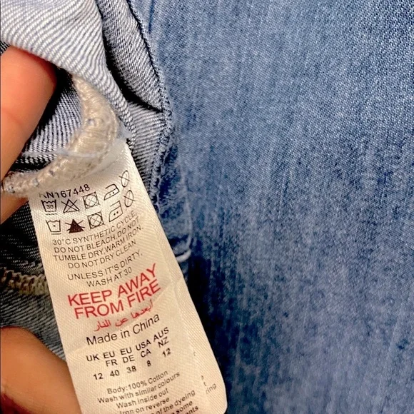 NWT KAREN MILLEN Denim Pussybow Blouse - Picture 9 of 9